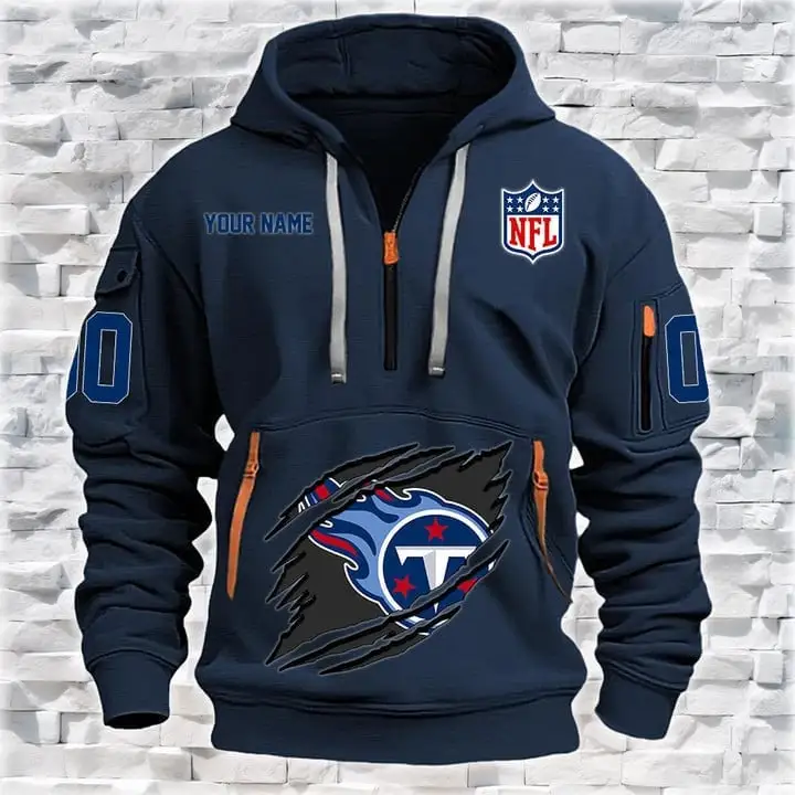 Tennessee Titans Personalized Quarter Zip Hoodie Side View