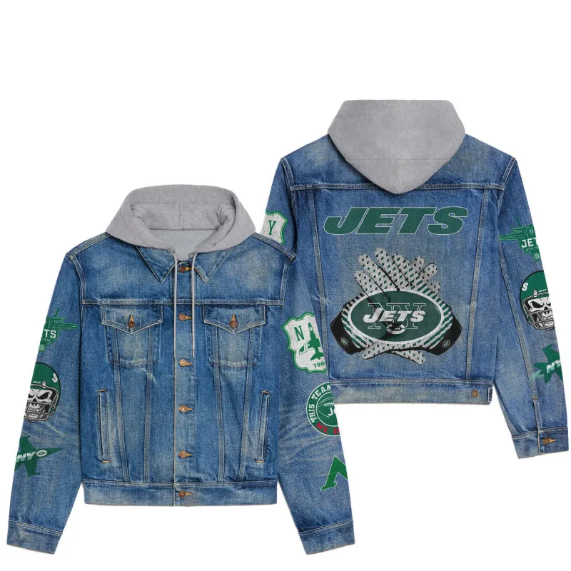 New York Jets Premium Hooded Denim Jacket