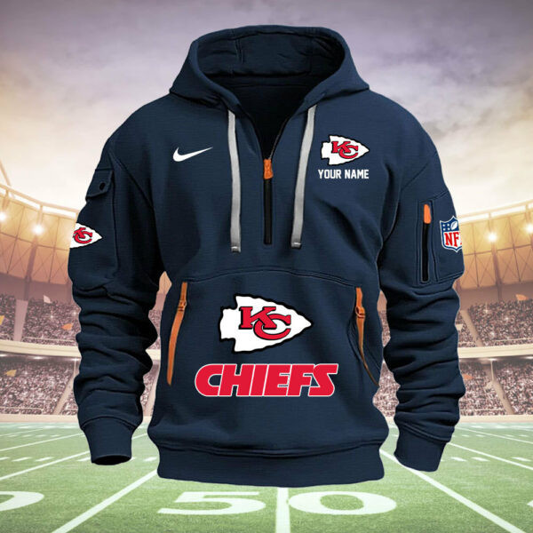 Kansas City Chiefs New Personalized Quarter Zip Hoodie 6