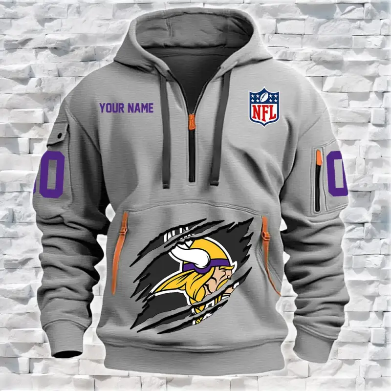 Minnesota Vikings Quarter Zip Hoodie Image 3