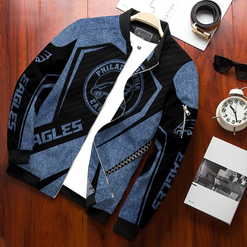 Philadelphia Eagles Personalized Bomber Jacket Side View