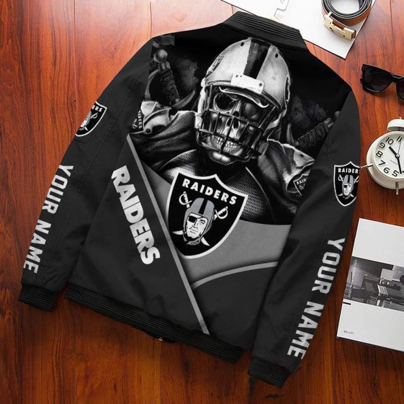 Detailed view of Las Vegas Raiders Bomber Jacket