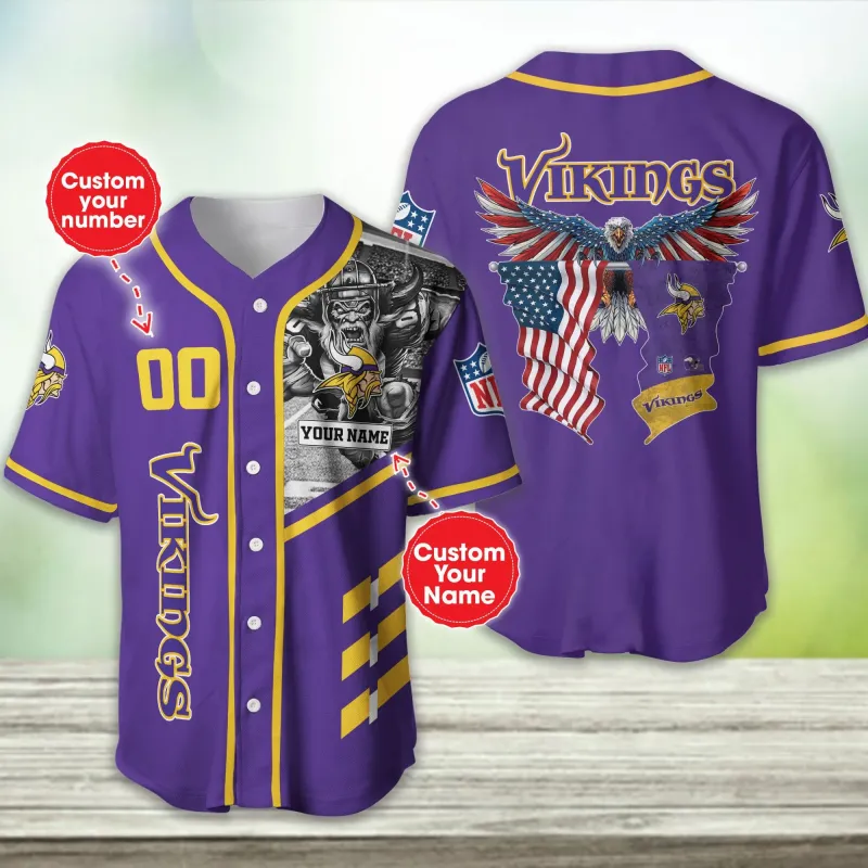 Minnesota Vikings Personalized Baseball Jersey