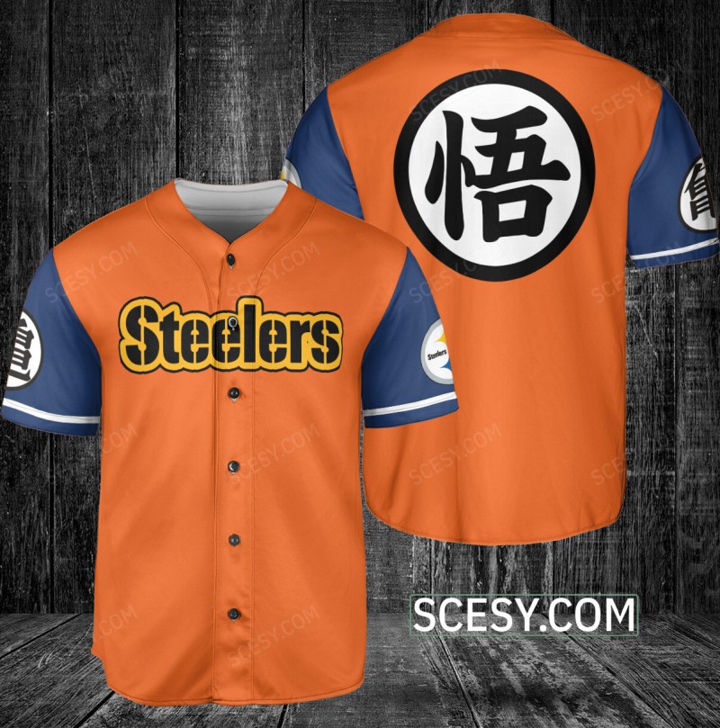 Pittsburgh Steelers Dragon Ball Son Goku Baseball Jersey Image 1