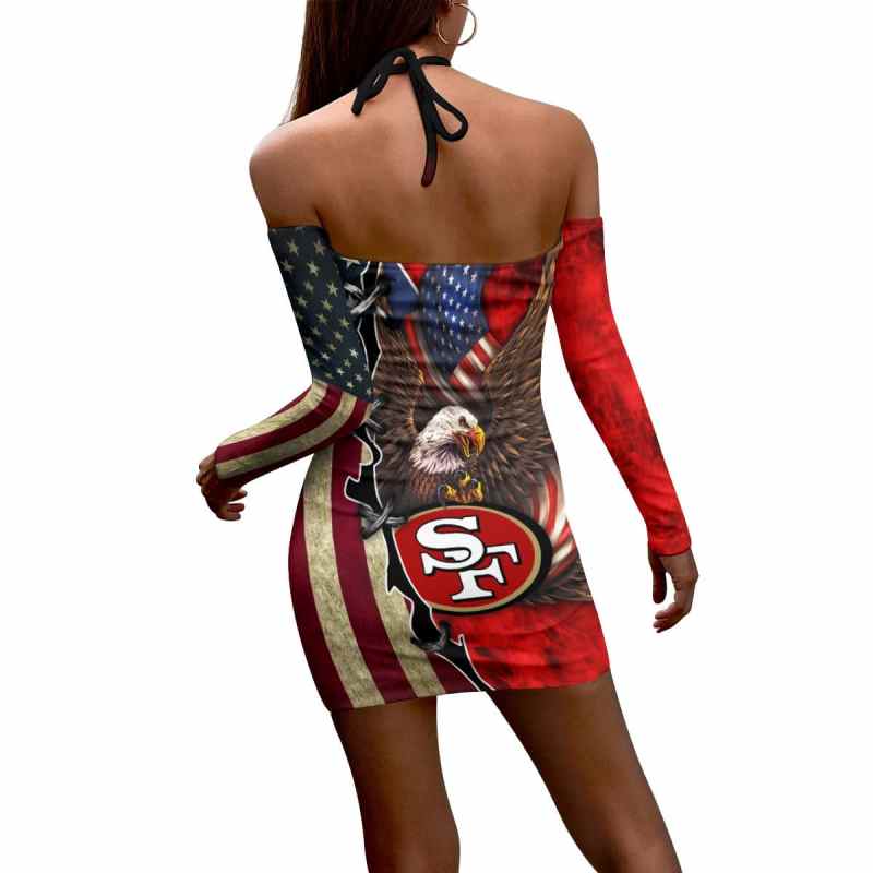 San Francisco 49ers Halter Lace-up Dress Image 3