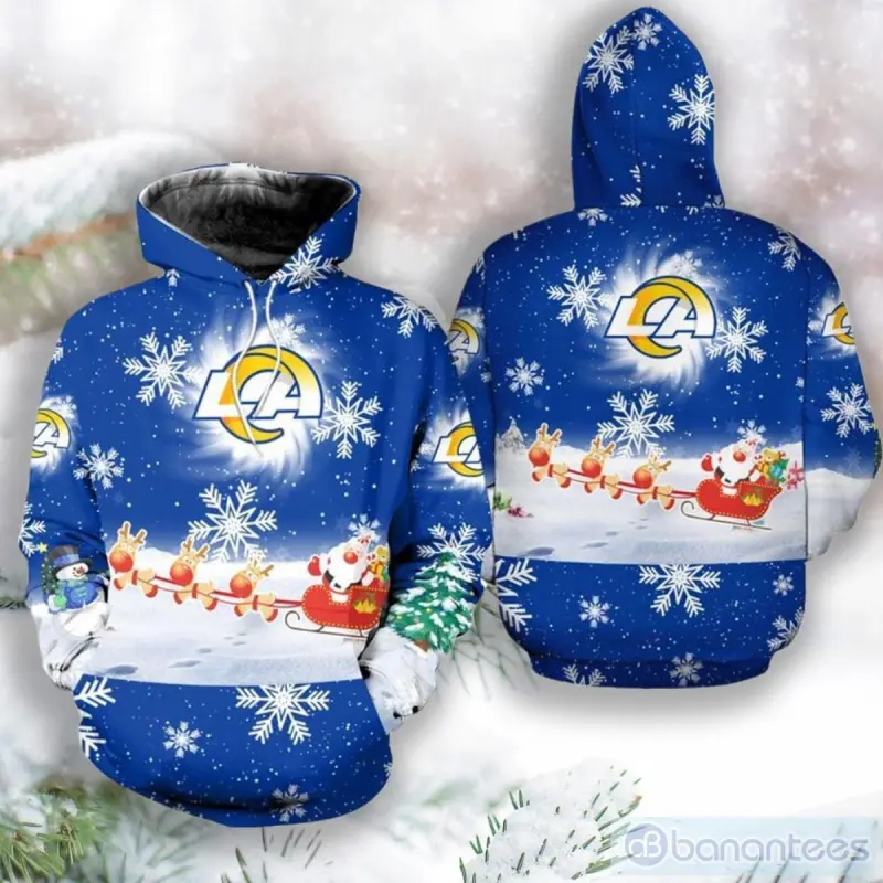 NFL Los Angeles Rams Christmas Santa Claus Is Coming 3D Unisex Hoodie For Fans