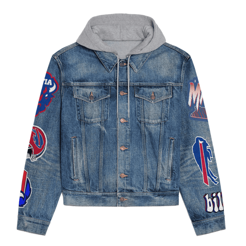 Buffalo Bills Hooded Denim Jacket Back Design