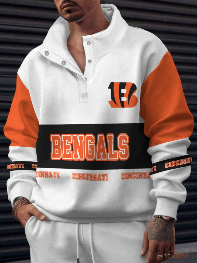 Cincinnati Bengals Casual Colorful Stand Collar Sweatshirt