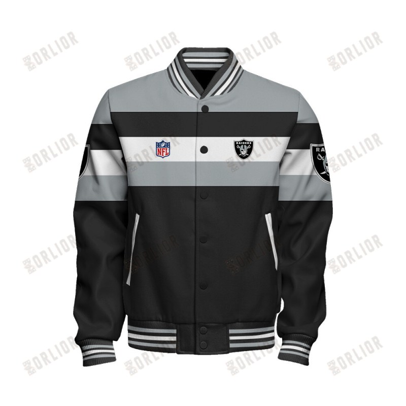 Las Vegas Raiders Varsity Jacket Back View