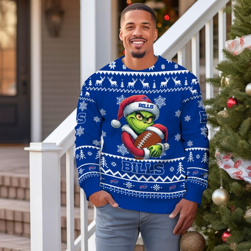 Buffalo Bills Ugly Christmas Sweater Outdoor View 1