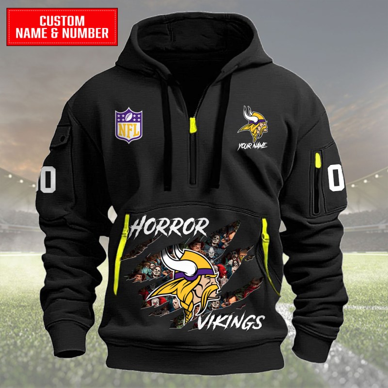 Minnesota Vikings Quarter Zip Hoodie Black