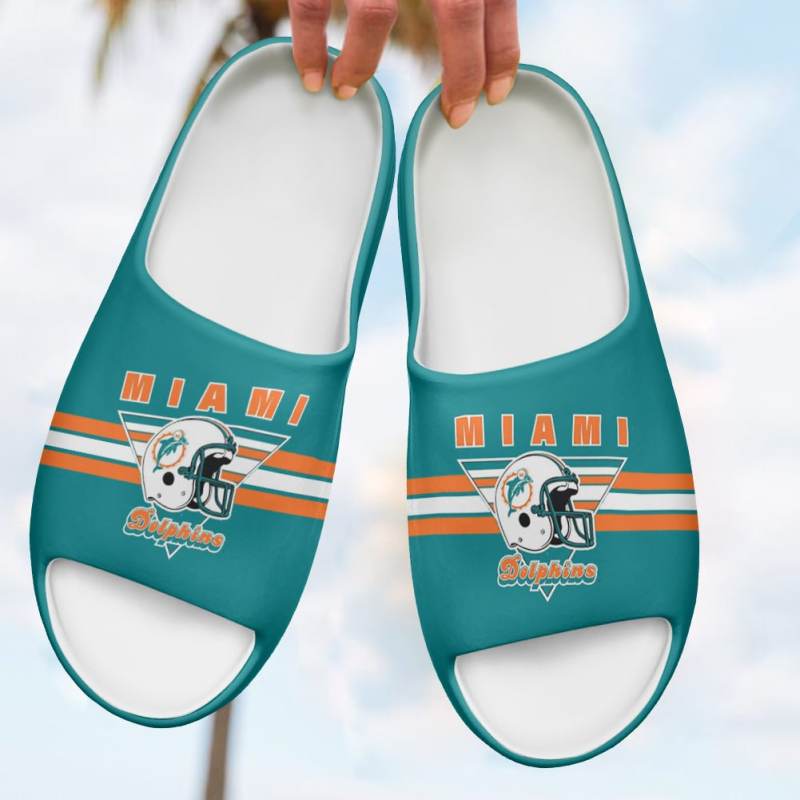 Miami Dolphins Yeezy Slippers Front View