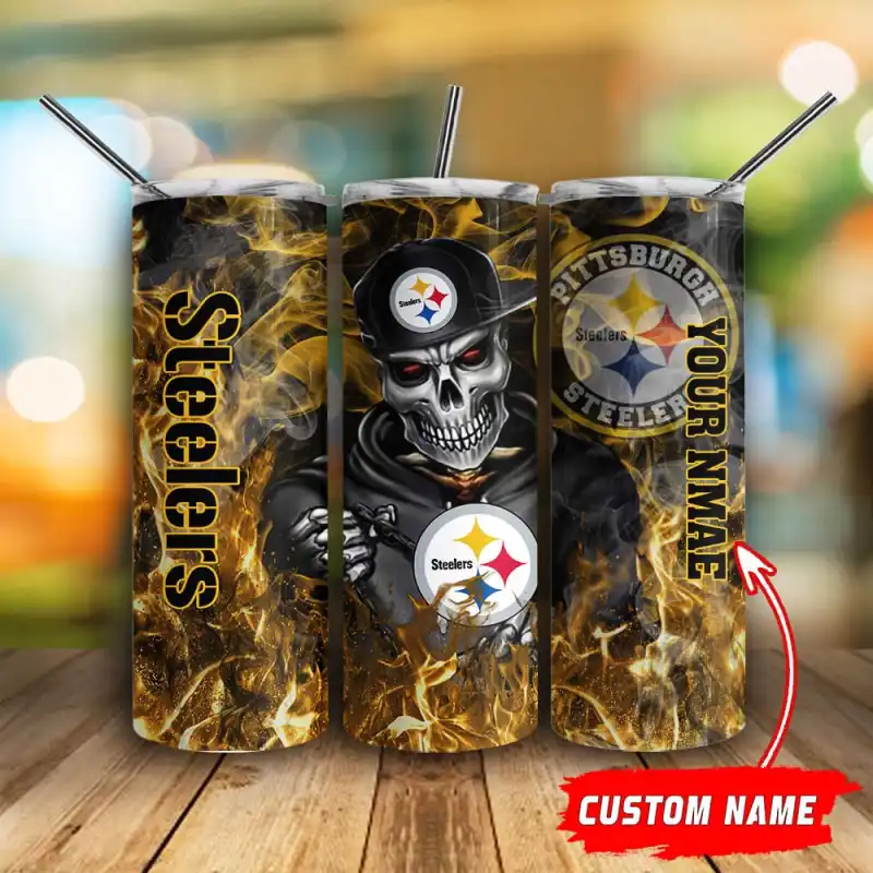 Pittsburgh Steelers Personalized Glitter Tumbler