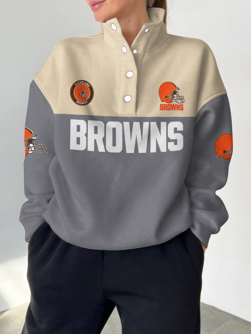 Cleveland Browns Casual Colorful Stand Collar Sweatshirt