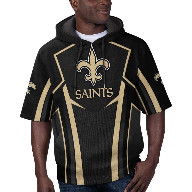 New Orleans Saints Short Sleeve Hoodie Front View