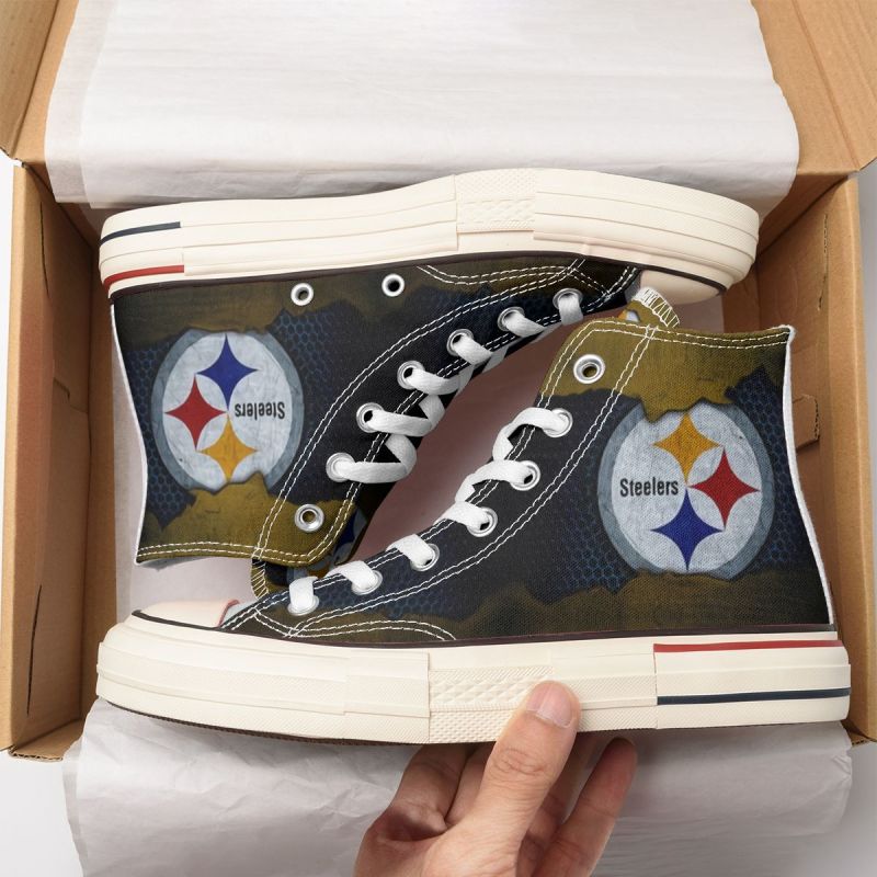 Pittsburgh Steelers High Top Canvas Shoes Front View