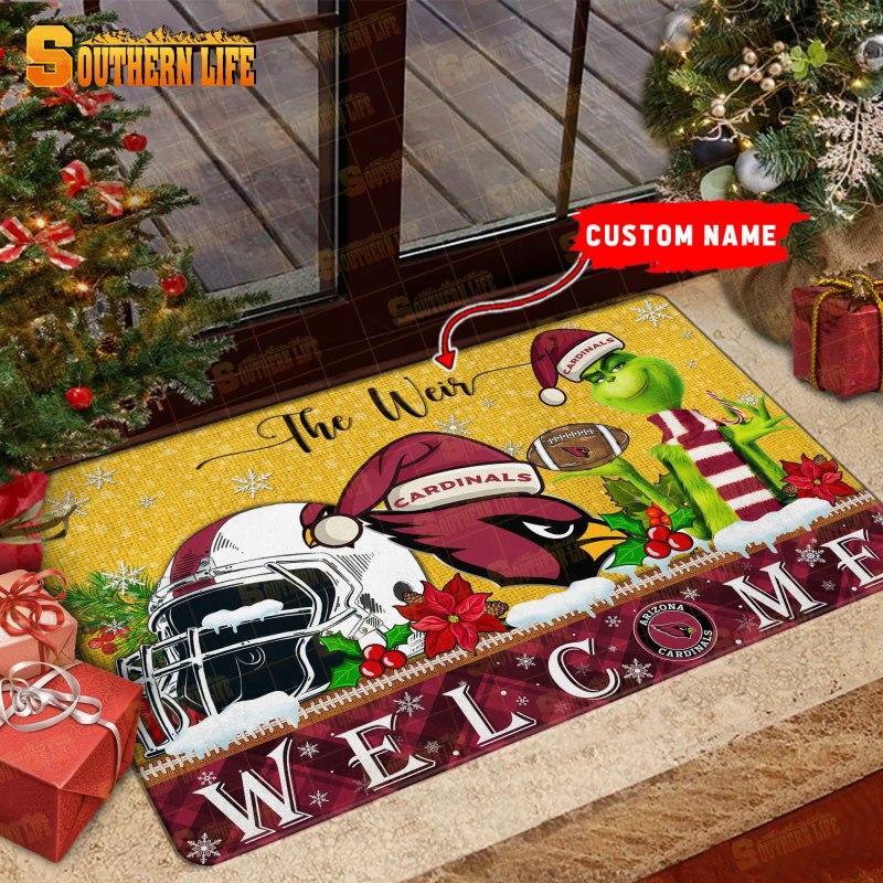 Arizona Cardinals Christmas Personalized Doormat