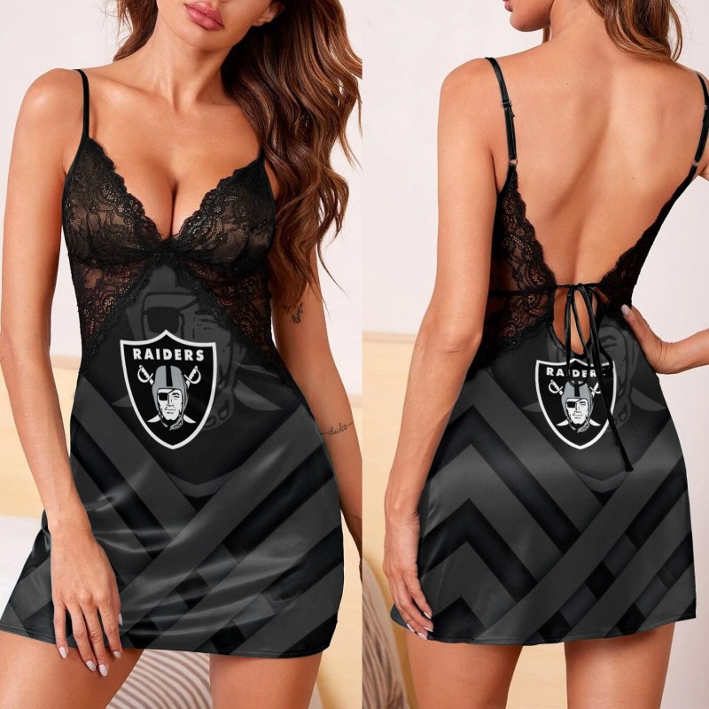Las Vegas Raiders Lace Back Strap Slip Dress Alternate View