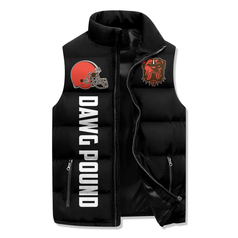Cleveland Browns Premium Sleeveless Puffer Jacket Side View