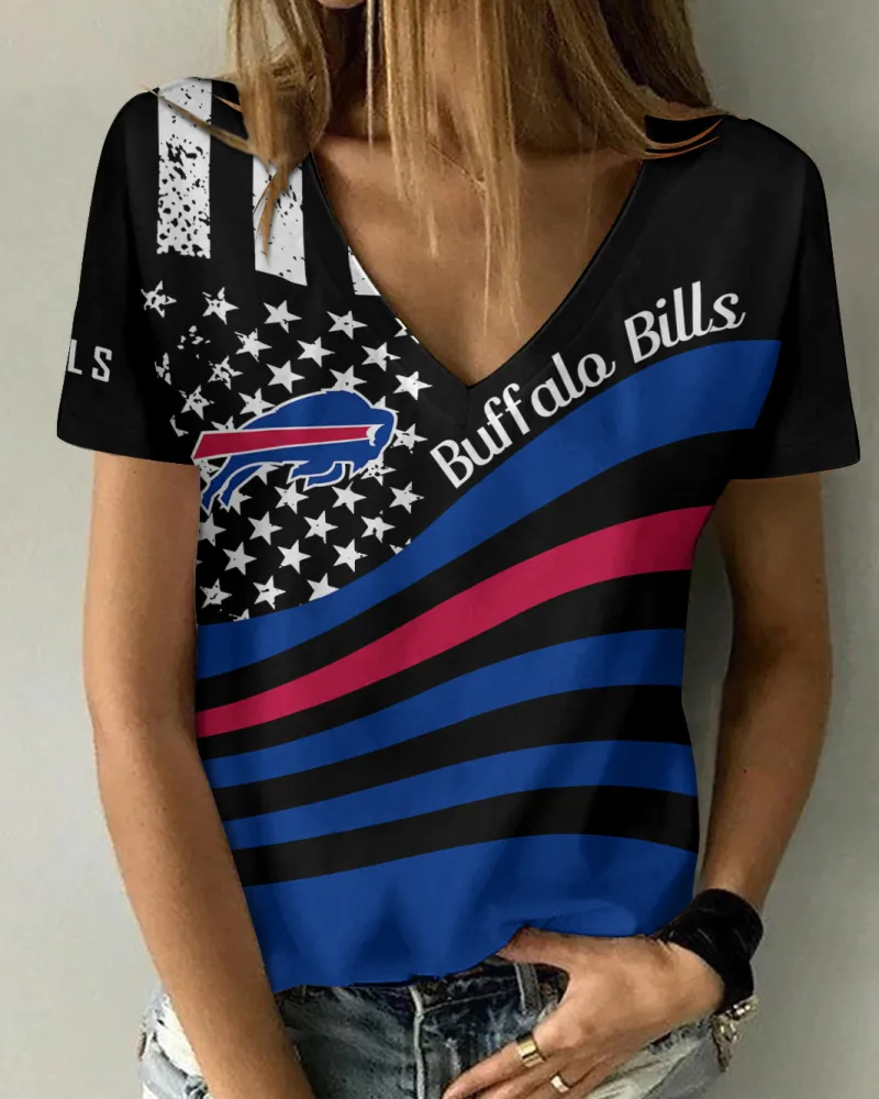 Buffalo Bills Summer V-neck Women T-shirt