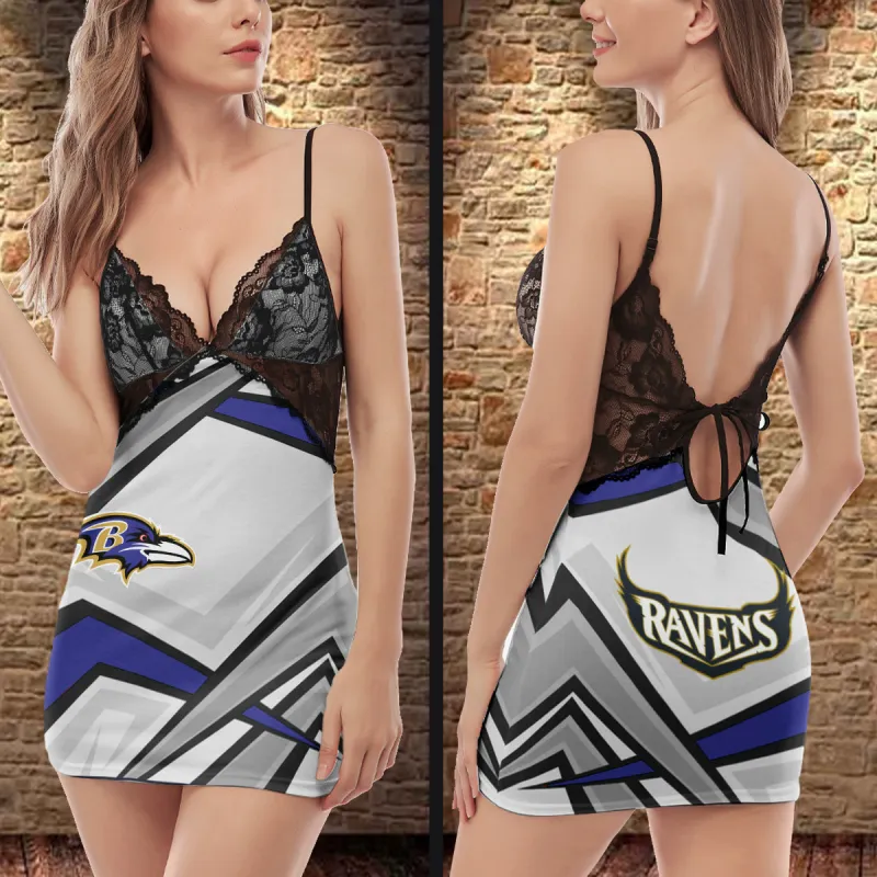 Baltimore Ravens Lace Back Strap Slip Dress