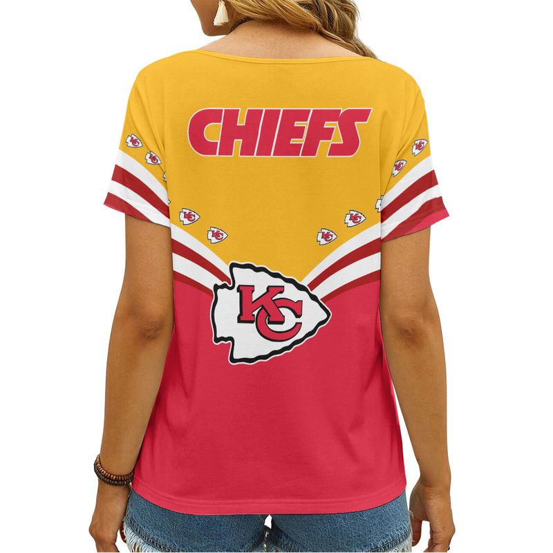 Kansas City Chiefs Personalized V-neck Women T-shirt - View 3