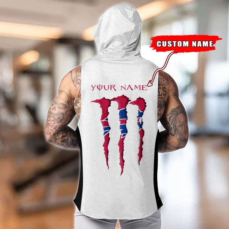 Buffalo Bills Personalized Men's Workout Hooded Tank Top - Another Back View