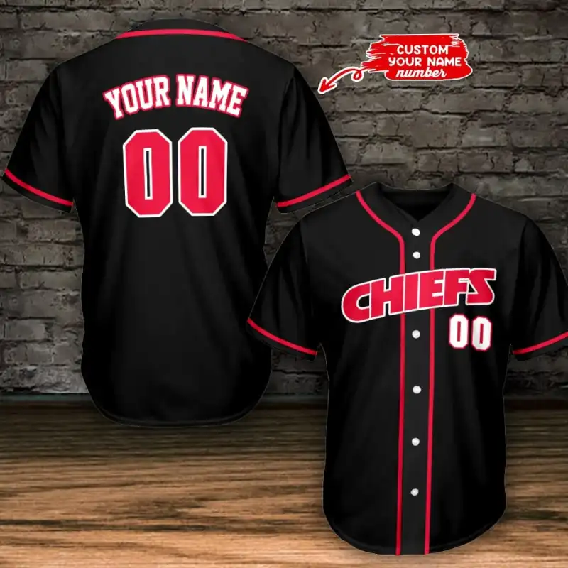 Kansas City Chiefs Black Baseball Jersey