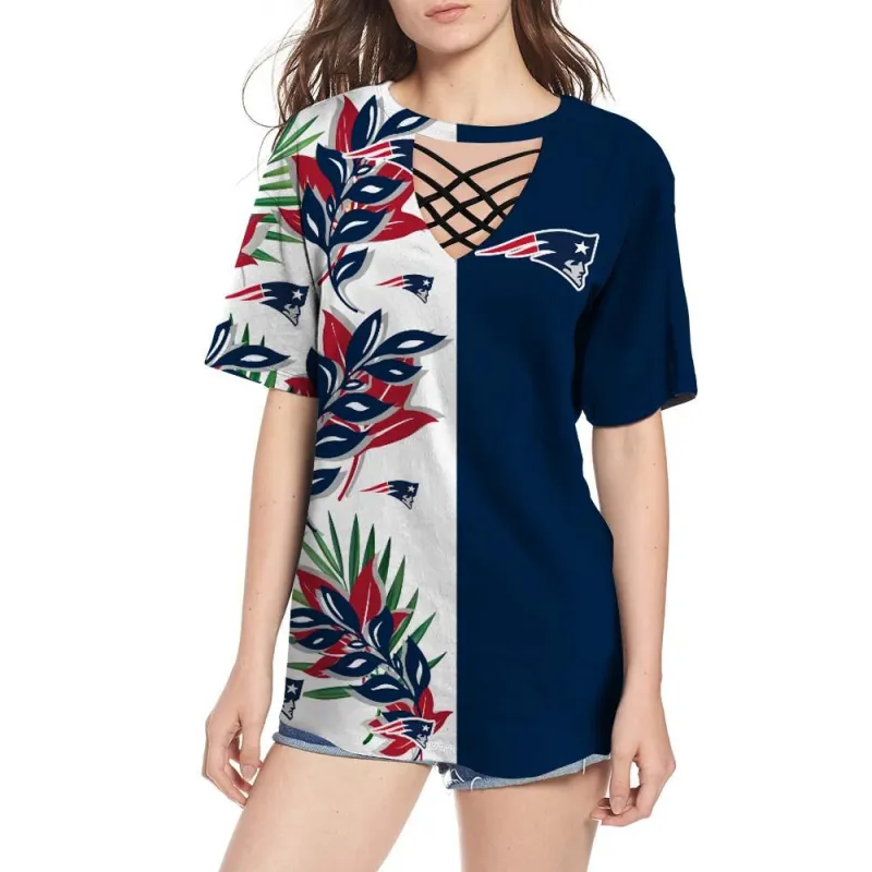 New England Patriots Women's Summer String Short Sleeve Shirt