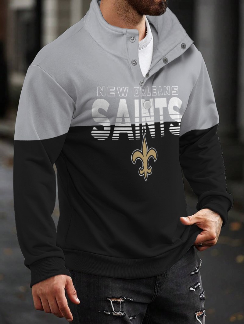 New Orleans Saints Casual Colorful Stand Collar Sweatshirt