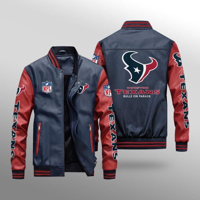 Houston Texans Leather Bomber Jacket - Side View