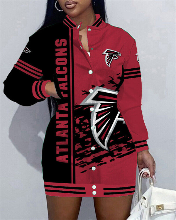Atlanta Falcons Women Button Down Jacket Dress
