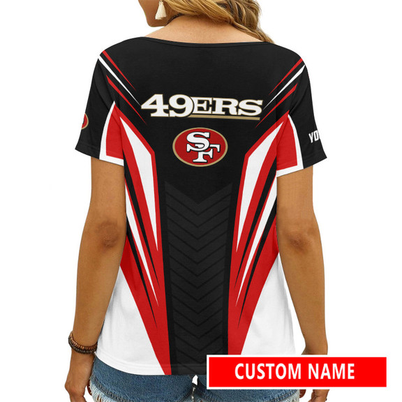 Another view of San Francisco 49ers Personalized V-neck Women T-shirt