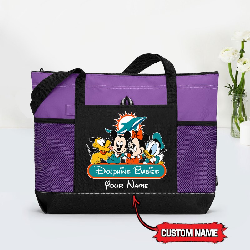 Miami Dolphins Personalized Babies Tote Bag Purple