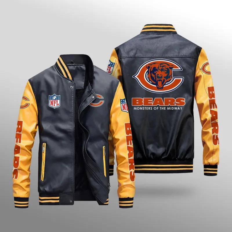 Chicago Bears Leather Bomber Jacket