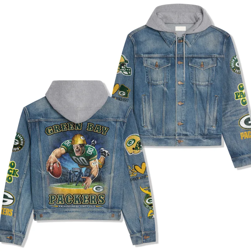 Green Bay Packers Premium Hooded Denim Jacket