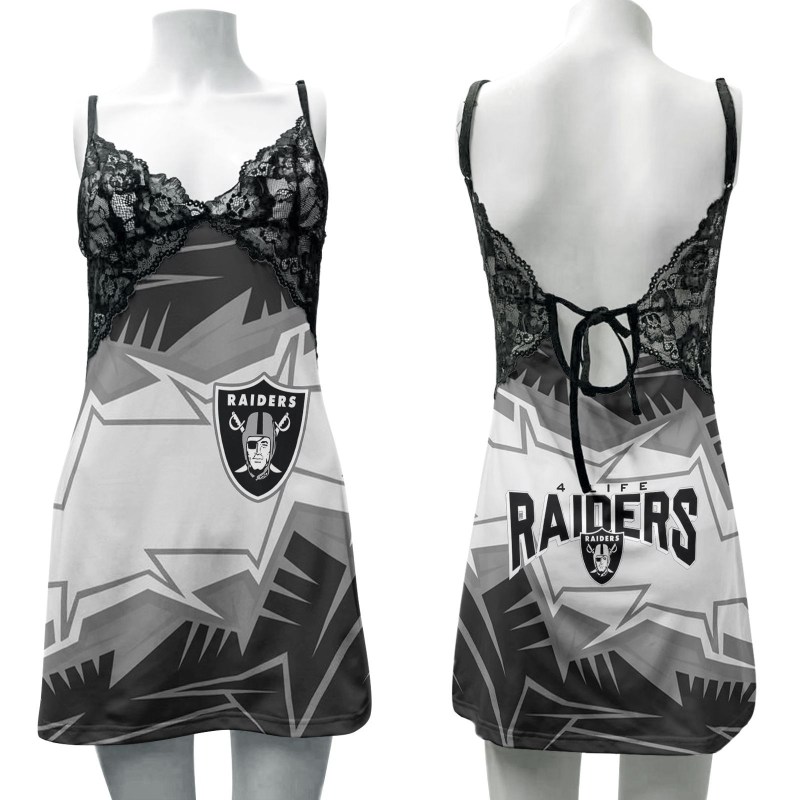 Las Vegas Raiders Halloween Lace Back Strap Slip Dress Image 1