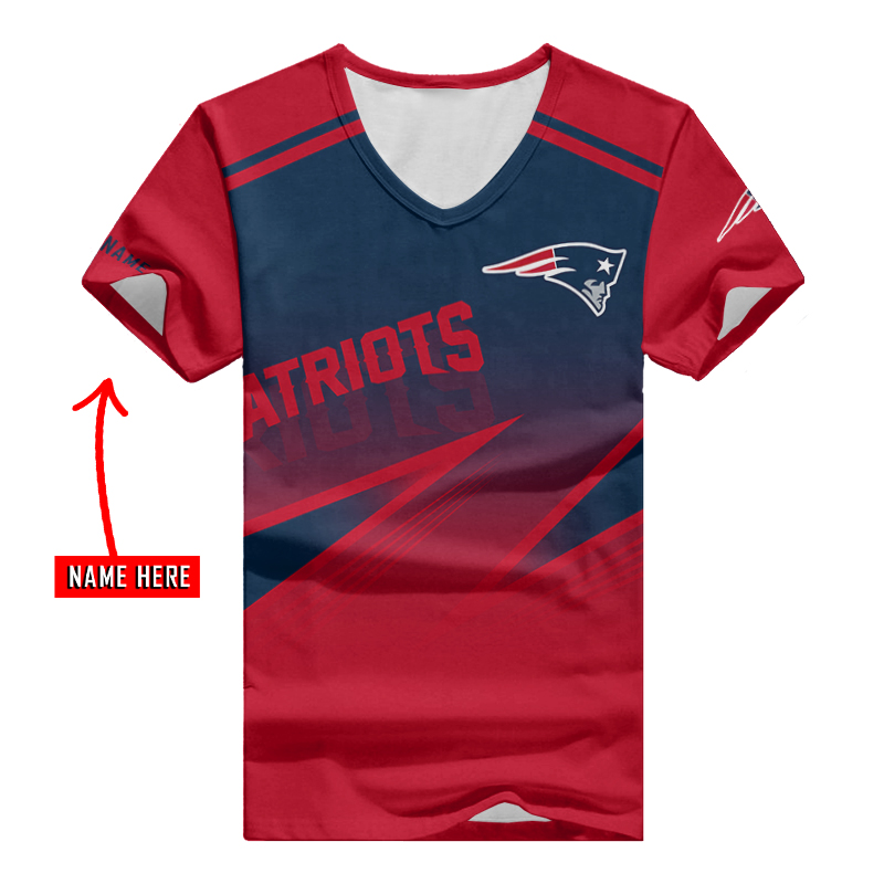 New England Patriots Personalized V-neck Women T-shirt - Side View