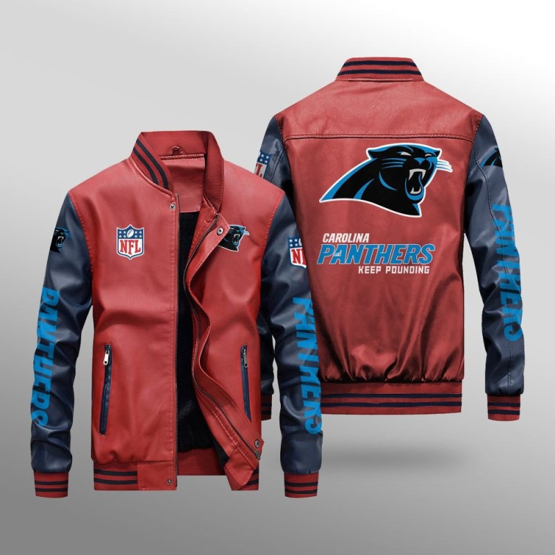 Carolina Panthers Leather Bomber Jacket Lifestyle