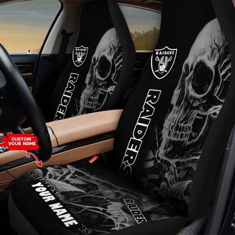 Las Vegas Raiders Personalized Car Seat Covers Detail