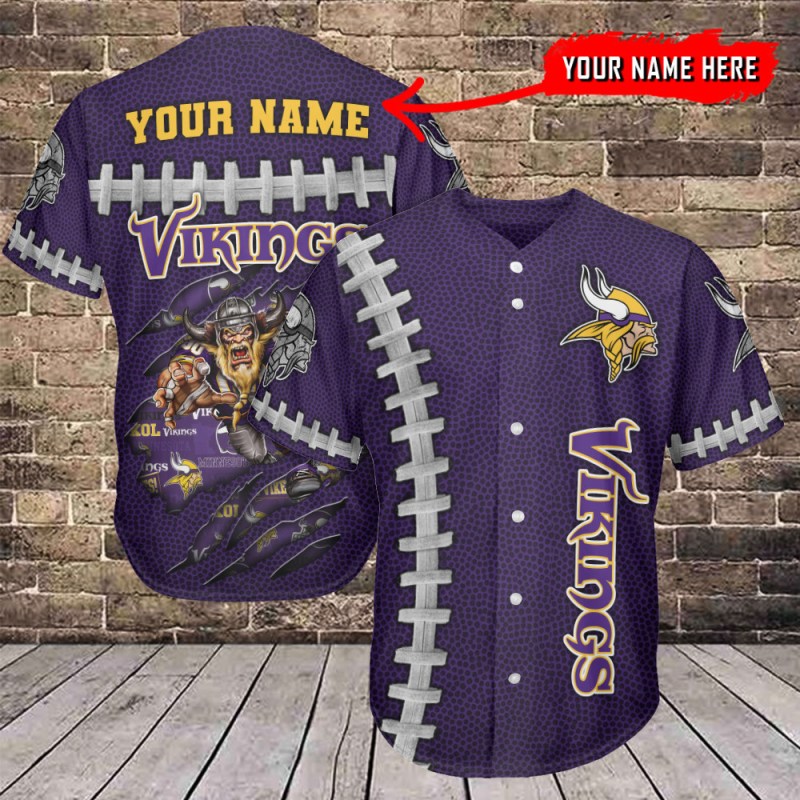 Minnesota Vikings Personalized Baseball Jersey