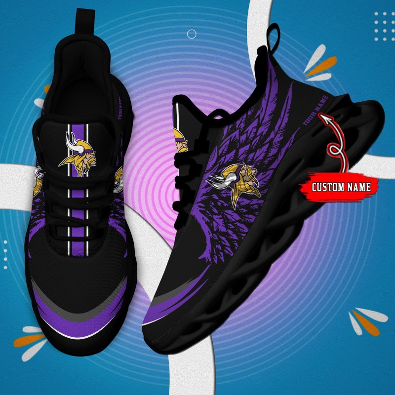 Minnesota Vikings Personalized Yezy Running Sneakers Back View