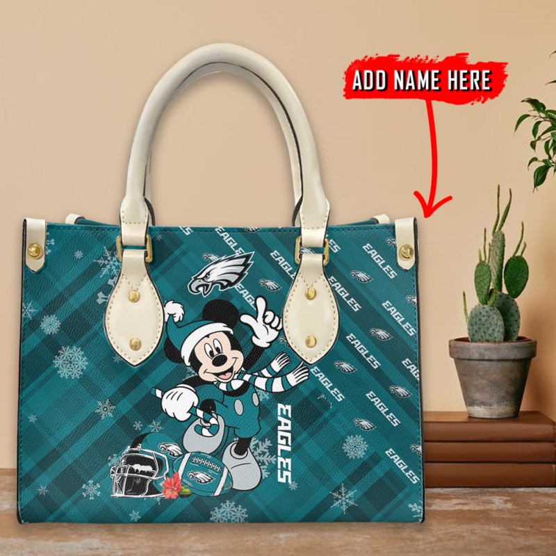 Philadelphia Eagles Personalized Christmas Leather Hand Bag - Image 2