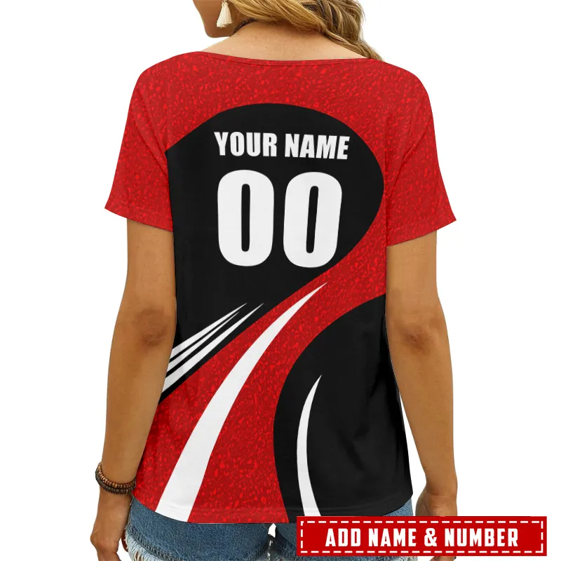 San Francisco 49ers Personalized V-neck T-shirt Back View