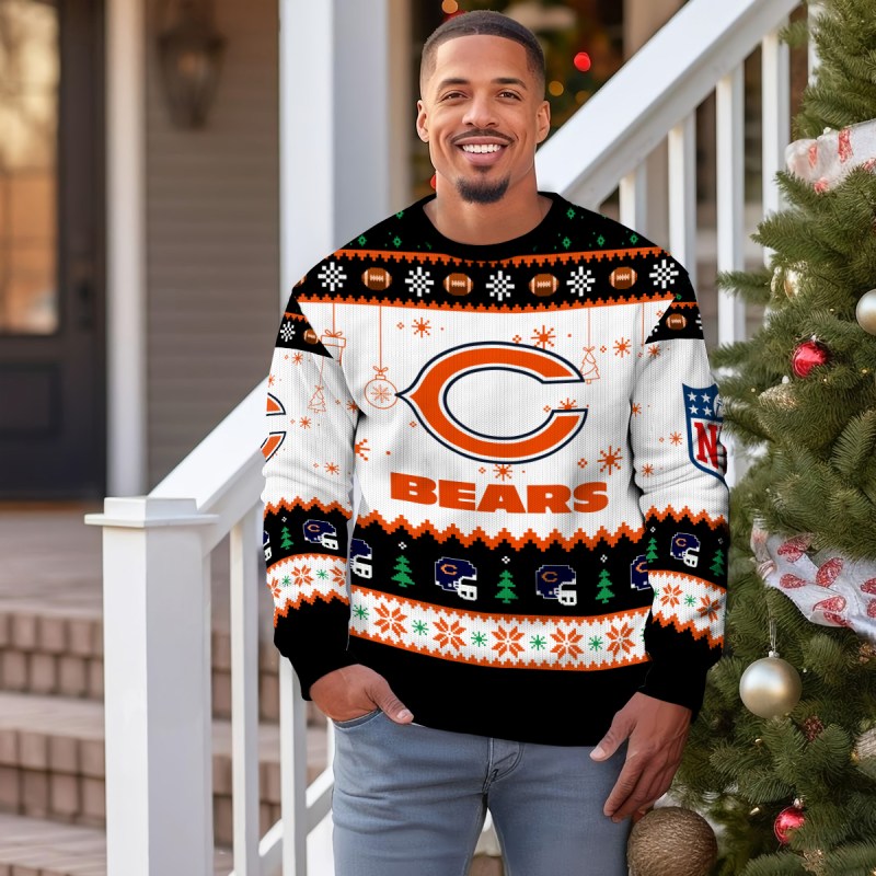 Chicago Bears Ugly Christmas Sweater Outdoor View