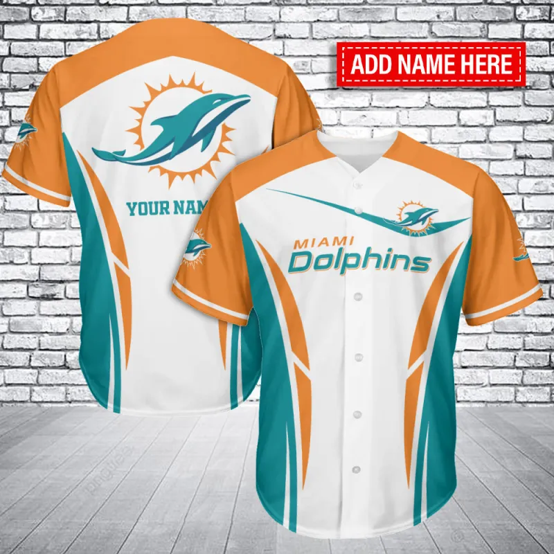 Miami Dolphins Personalized Baseball Jersey