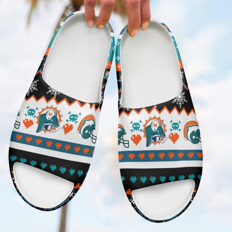 Miami Dolphins Yeezy Slippers - Image 1