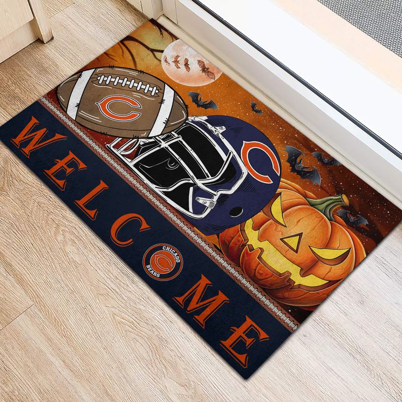 Chicago Bears Halloween Doormat - Side View