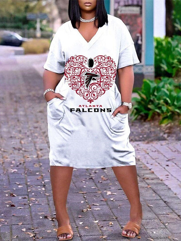 Atlanta Falcons V-neck Casual Pocket Dress