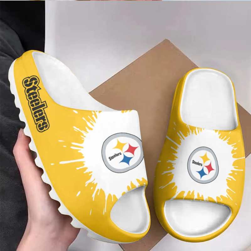 Pittsburgh Steelers Yeezy Slippers Mockup